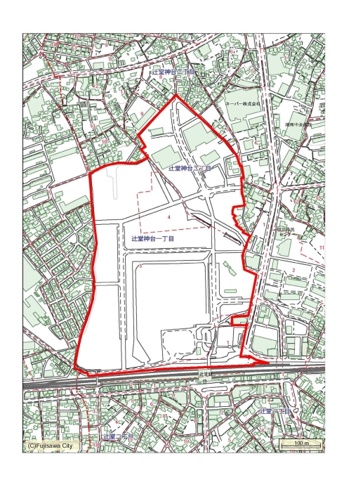 辻堂神台一丁目地区土地区画整理事業の区域図